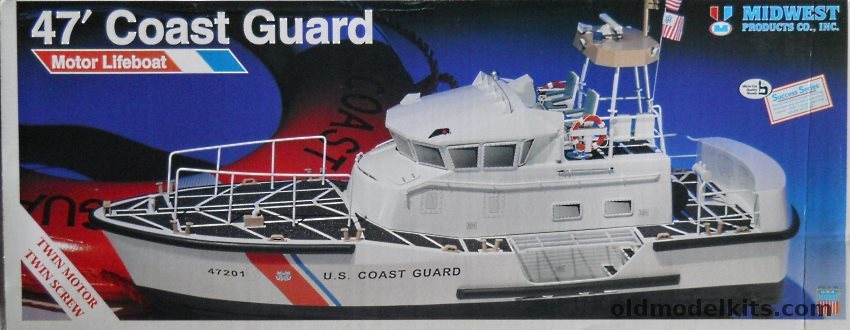 Midwest 1/19 47' Coast Guard Motor Lifeboat With Motors and Drive Hardware - Success Series - 30 Inch Long Boat For R/C or Scale Display, 986 plastic model kit